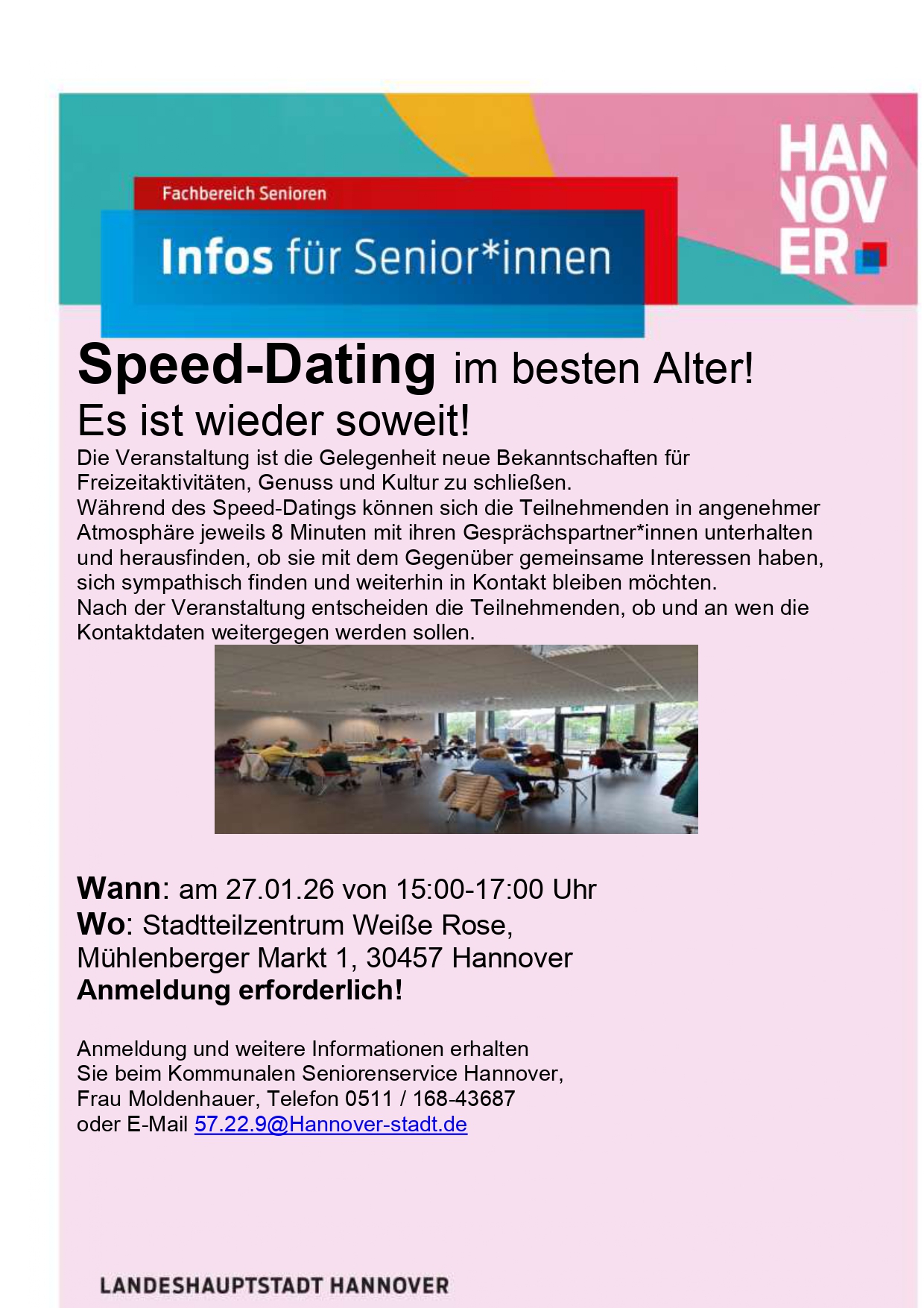 Speed-Dating im besten Alter! Es ist wieder soweit!