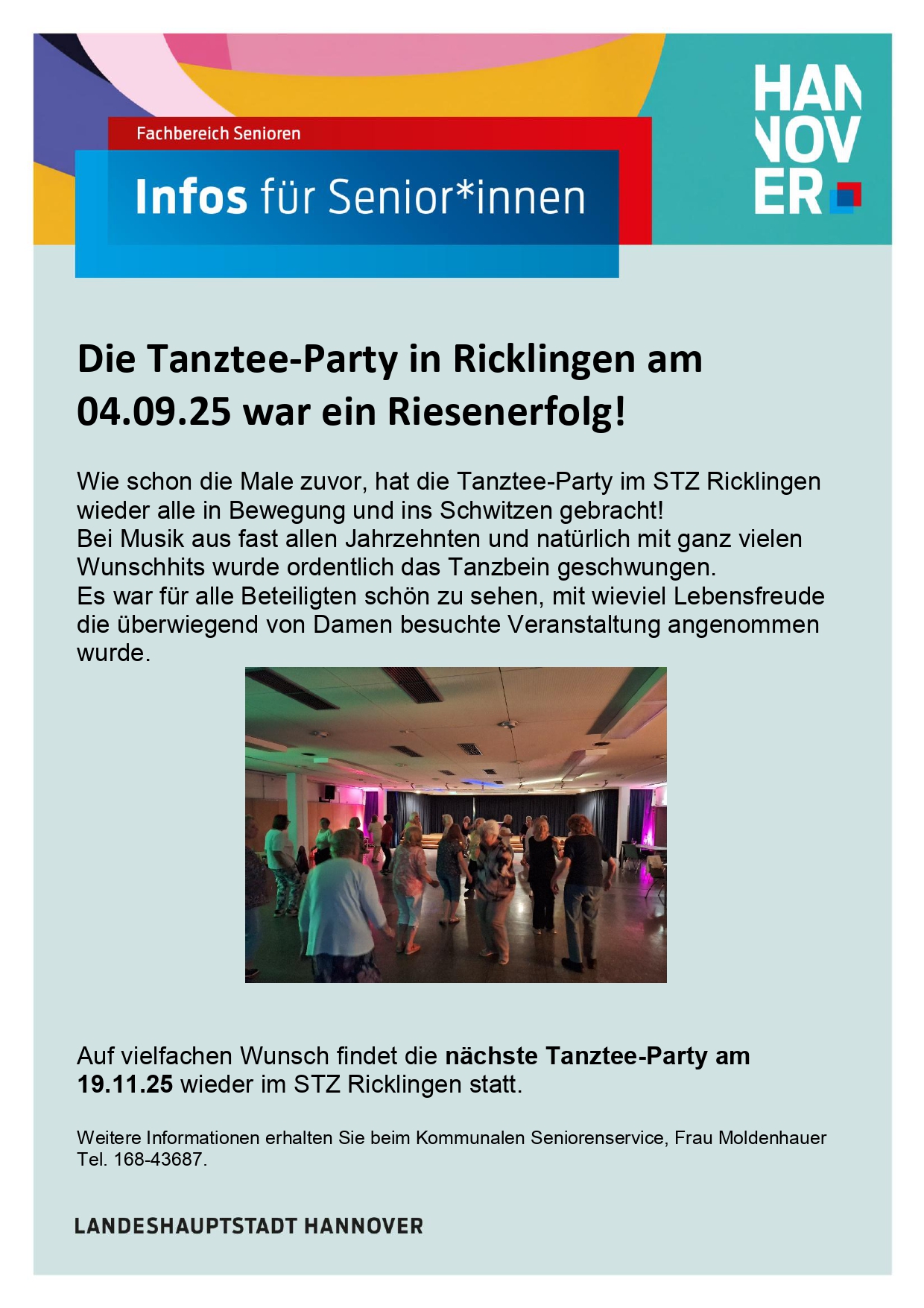 Die Tanztee-Party in Ricklingen am 04.09.25 war ein Riesenerfolg!