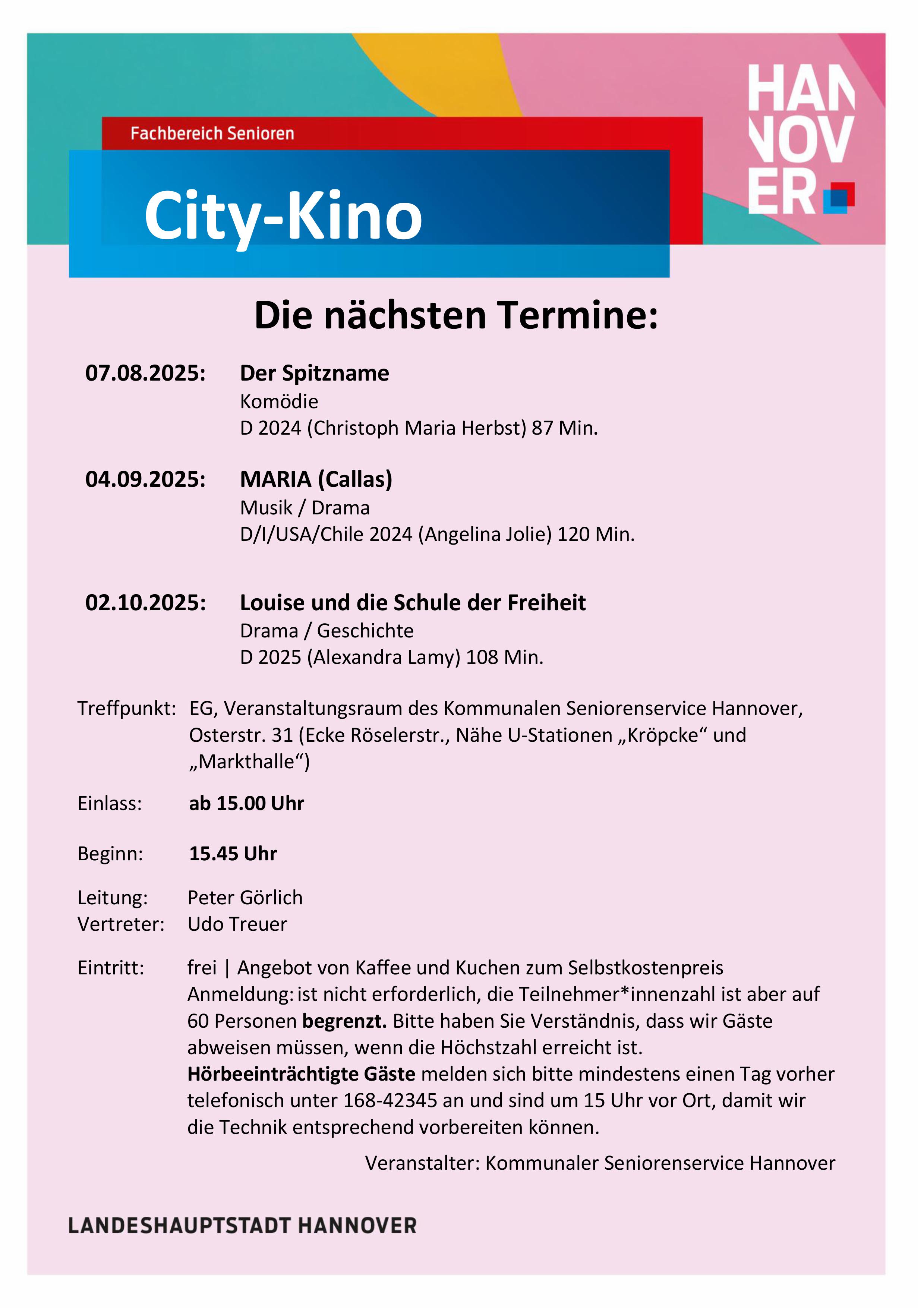City-Kino: Die nächsten Termine